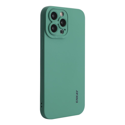 For iPhone 15 Pro ENKAY Liquid Silicone Soft Shockproof Phone Case(Dark Green)