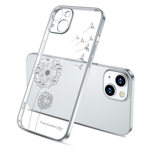 For iPhone 13 mini Electroplating Diamond Dandelion Pattern TPU Shockproof Protective Case (Silver)