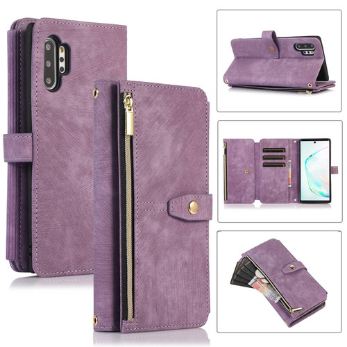 For Samsung Galaxy Note10+ Dream 9-Card Wallet Zipper Bag Leather Phone Case(Purple)