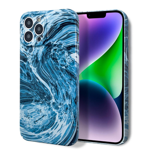 For iPhone 13 Marble Pattern Phone Case(Navy Blue White)