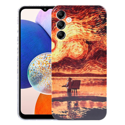 For Samsung Galaxy A14 5G Precise Hole Oil Painting Pattern PC Phone Case(Sunset)