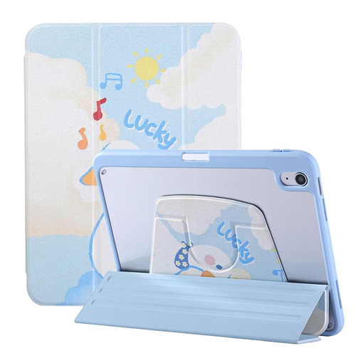 For iPad 10.2 2021 / 2020 / 10.5 3-Fold 360 Rotation Painted Leather Smart Tablet Case(Lucky Duck)