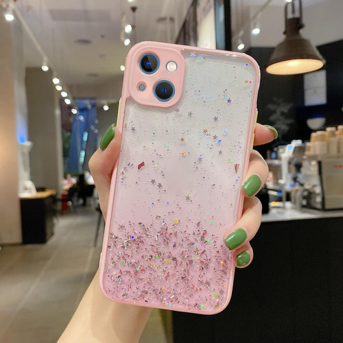 For iPhone 13 mini Starry Gradient Glitter Powder TPU Phone Case(Pink) For iPhone 13 mini Starry Gradient Glitter Powder TPU Phone Case(Pink)