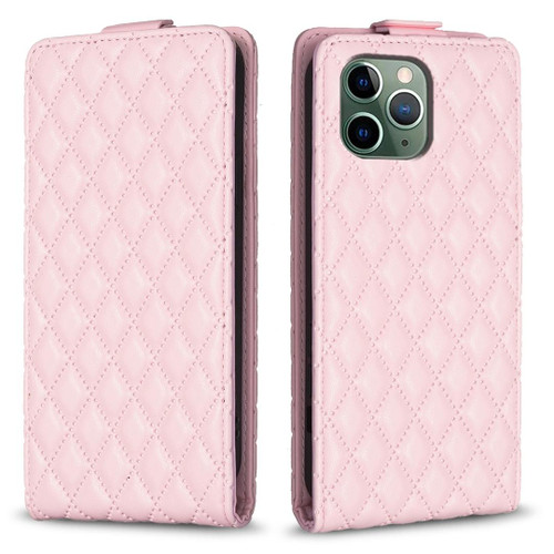 For iPhone 11 Pro Diamond Lattice Vertical Flip Leather Phone Case(Pink)