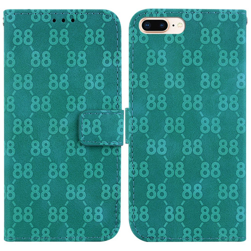 For iPhone 8 Plus / 7 Plus Double 8-shaped Embossed Leather Phone Case(Green)
