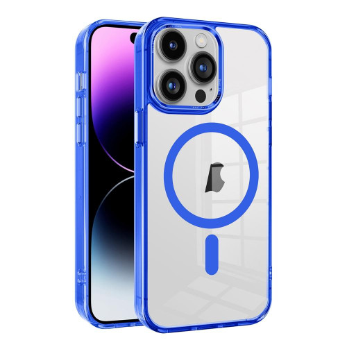 For iPhone 14 Pro Max Ice Color Magnetic Series PC + Acrylic Magsafe Phone Case(Blue)
