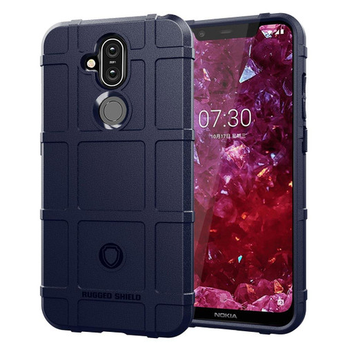 Shockproof Protector Cover Full Coverage Silicone Case for Nokia 8.1 / X7(Dark Blue)