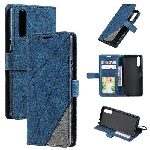 For Sony Xperia 5 IV Skin Feel Splicing Leather Phone Case(Blue)