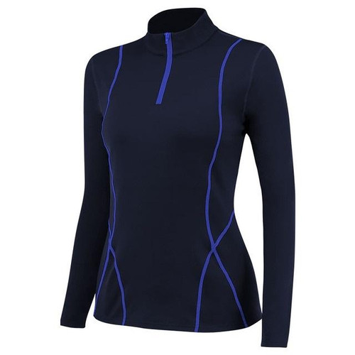 Plus Velvet Long-sleeved Yoga Sportswear for Women (Color:Navy Blue Size:S)