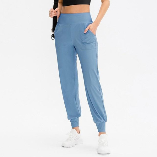 Autumn And Winter Loose Sports Trousers For Ladies (Color:Fog Blue Size:XXL)