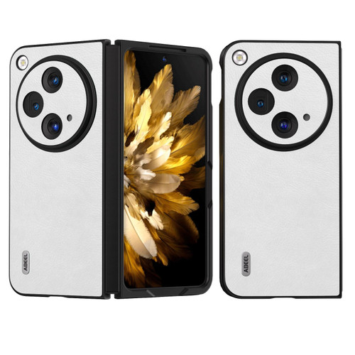 For OPPO Find N3 / OnePlus Open ABEEL Dual Color Lichi Texture PU Phone Case(White)