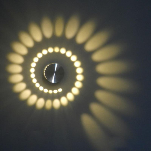 3W Modern Interior Creative Spiral Round Wall Lamp for Club, KTV, Corridor, Aisle, Background Wall Decoration Lamp Recessed In(Warm White Light)