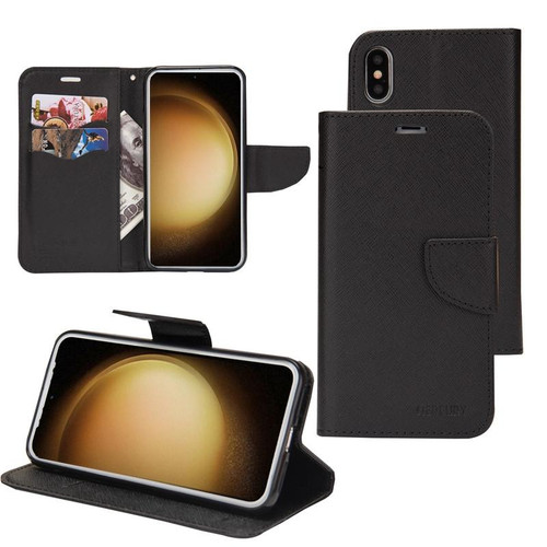 For Samsung Galaxy S22 Ultra 5G Mercury Contrast Color Splicing Leather Phone Case(Black) For Samsung Galaxy S22 Ultra 5G Mercury Contrast Color Splicing Leather Phone Case(Black)