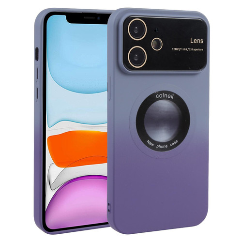 For iPhone 11 Gradient Silicone Shockproof Magsafe Phone Case with Lens Film(Grey Purple)