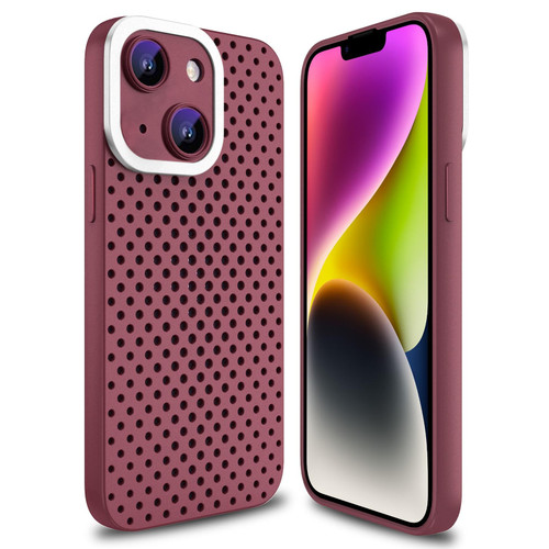 For iPhone 14 Hollow Heat Dissipation TPU Phone Case(Rose Red)