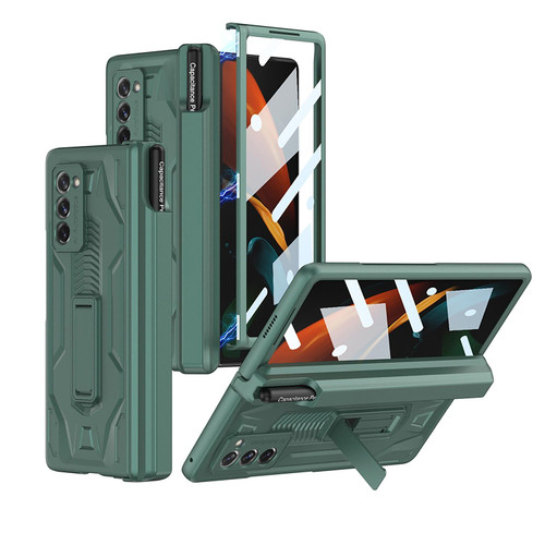 For Samsung Galaxy Z Fold2 GKK Integrated Folding Battle Shell PC Phone Case with Pen Box(Green)