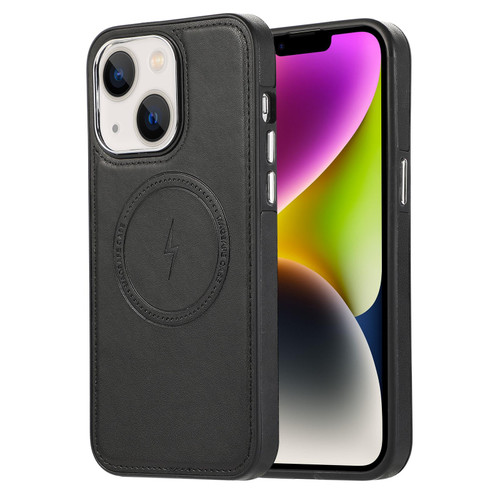 For iPhone 14 Plus Side Leather Magsafe Phone Case(Black)