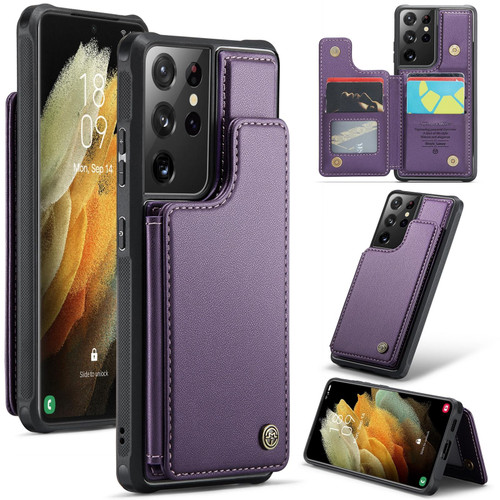 For Samsung Galaxy S21 Ultra 5G CaseMe C22 Card Slots Holder RFID Anti-theft Phone Case(Purple)