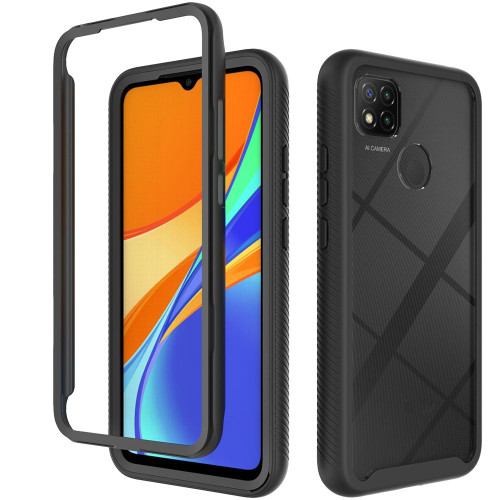 For Xiaomi Redmi 9C Starry Sky Solid Color Series Shockproof PC + TPU Protective Case(Black)