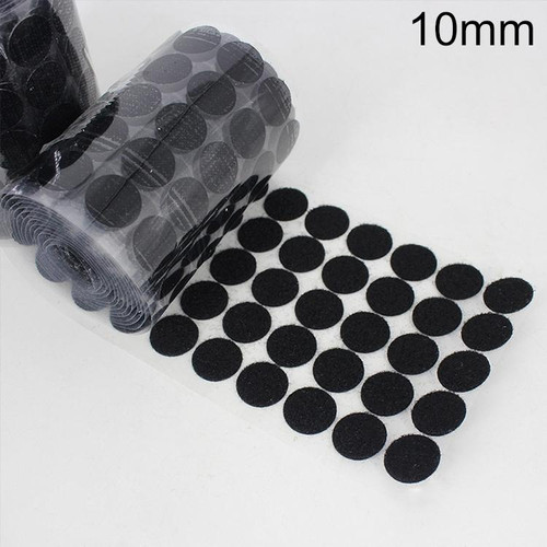1000 PCS 10mm Round Nylon Adhesive Hook and Loop Fastener(Black)