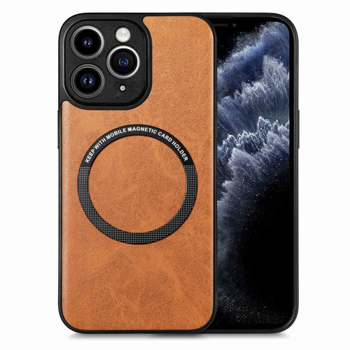 For iPhone 11 Pro Max Solid Color Leather Skin Back Cover Phone Case(Brown)