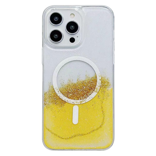 For iPhone 12 / 12 Pro MagSafe Gilding Hybrid Clear TPU Phone Case(Yellow)