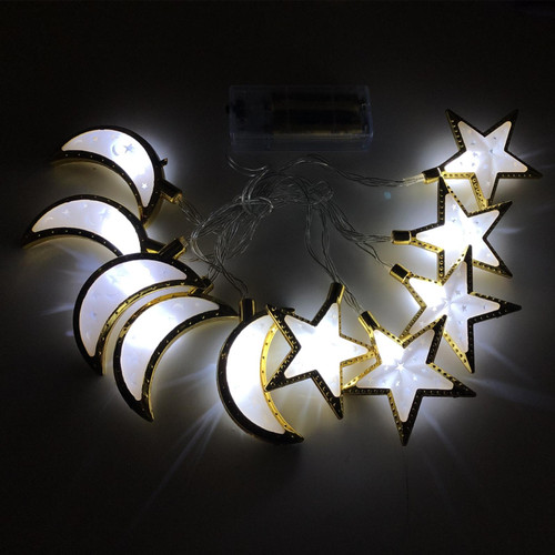 3m 20 Lights USB Model LED Star Moon Light String Eid Al-Adha Decorative Pendant(Star Moon-White)