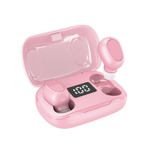 L21 Pro IPX7 Waterproof Wireless Bluetooth Earphone with Charging Box & Digital Display, Support Siri & Call(Pink)