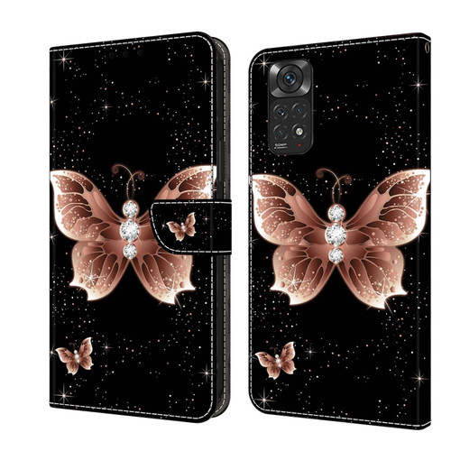 For Xiaomi Redmi Note 11 Global Crystal 3D Shockproof Protective Leather Phone Case(Pink Diamond Butterfly)