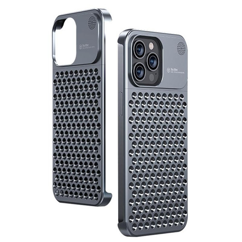 For iPhone 14 Pro Max Aromatherapy Aluminum Alloy Cooling Phone Case(Grey)