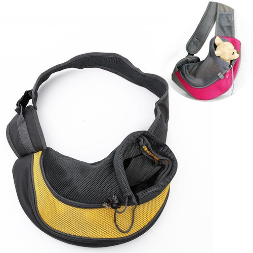 Dog and Cat Sling Carrier Hands Free Reversible Pet Papoose Bag, SizeSmall(Yellow)