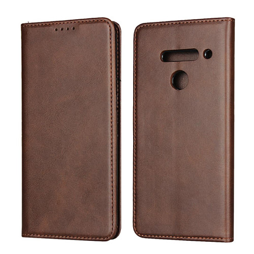 For LG V50 ThinQ Calf Texture Magnetic Horizontal Flip Leather Case with Holder & Card Slots & Wallet(Brown)