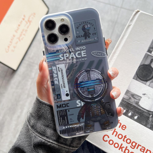 For iPhone 13 Dual-side IMD Astronaut Frosted Phone Case(Blue Grey)