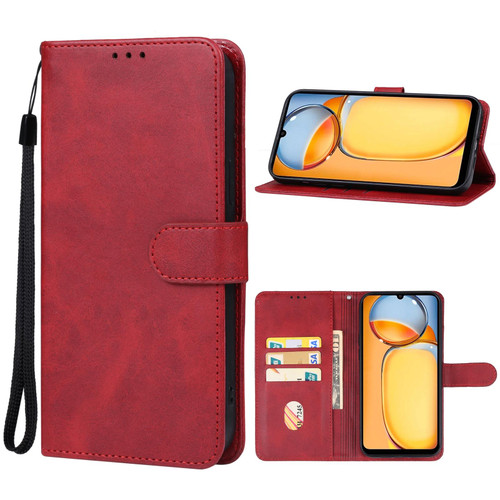 For Xiaomi Redmi 13C Leather Phone Case(Red) For Xiaomi Redmi 13C Leather Phone Case(Red)