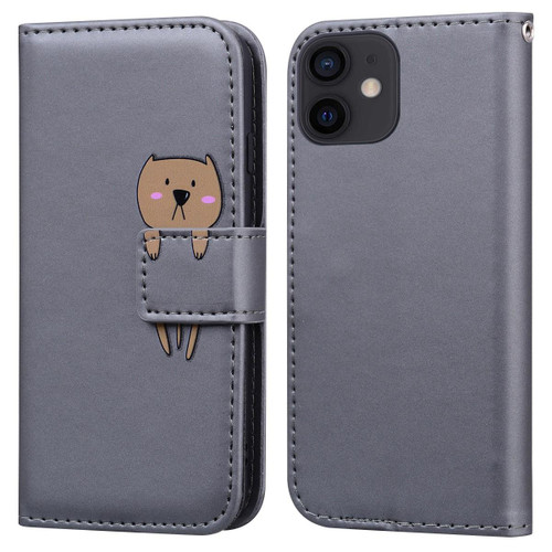 For iPhone 11 Cartoon Buckle Horizontal Flip Leather Phone Case(Grey)