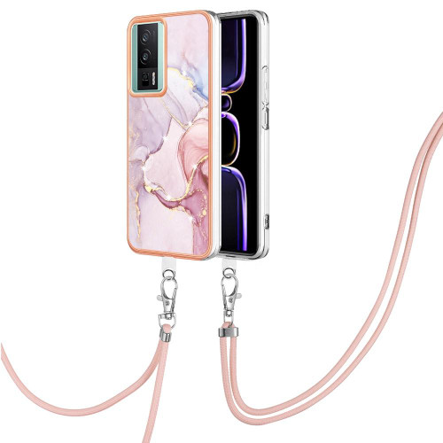 For Xiaomi Poco F5 Pro 5G / Redmi K60 Electroplating Marble Dual-side IMD Phone Case with Lanyard(Rose Gold 005) For Xiaomi Poco F5 Pro 5G / Redmi K60 Electroplating Marble Dual-side IMD Phone Case with Lanyard(Rose Gold 005)