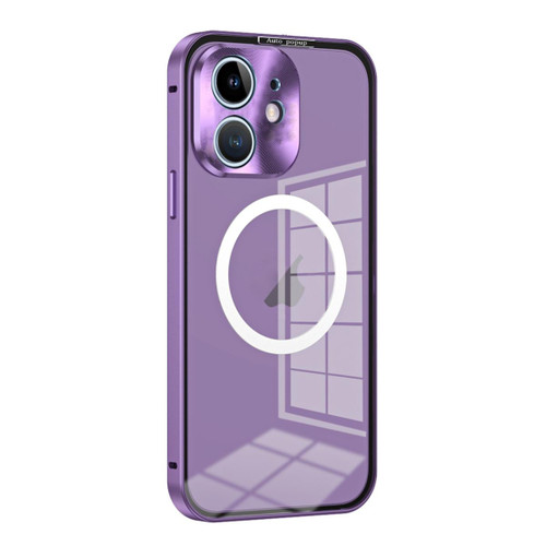 For iPhone 12 MagSafe HD Spring Buckle Metal Phone Case(Purple)
