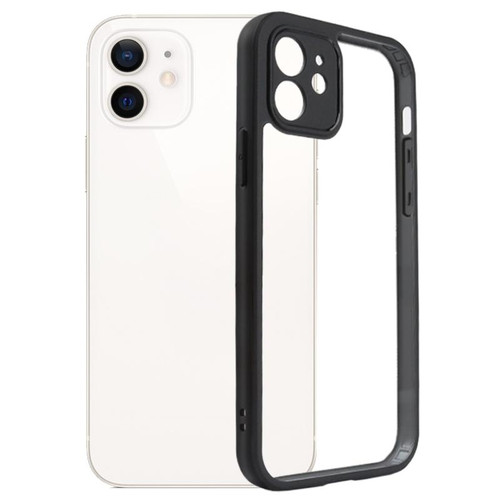 For iPhone 12 Frosted TPU + Transparent PC Phone Case(Black)