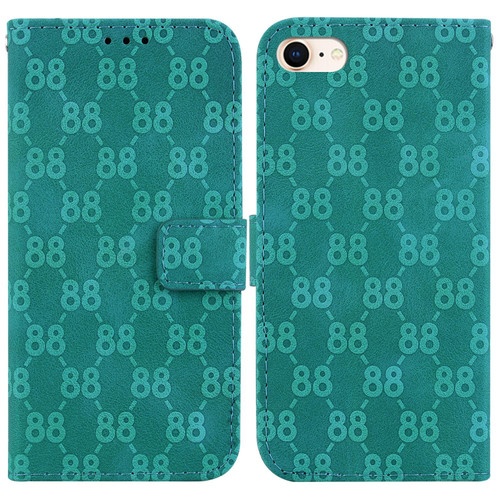 For iPhone SE 2022 / 2020 / 8 / 7 Double 8-shaped Embossed Leather Phone Case(Green)