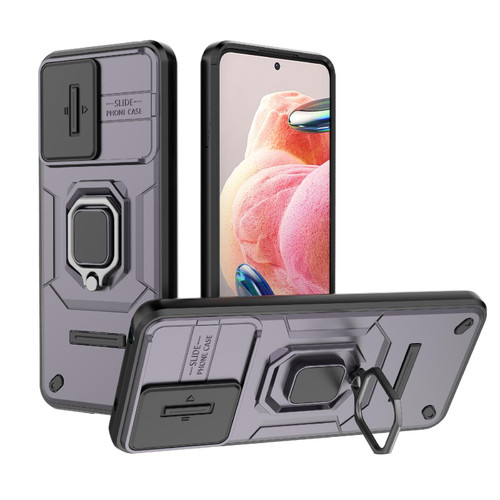 For Xiaomi Redmi Note 12 4G Global Sliding Camshield TPU + PC Shockproof Phone Case with Holder(Purple) For Xiaomi Redmi Note 12 4G Global Sliding Camshield TPU + PC Shockproof Phone Case with Holder(Purple)