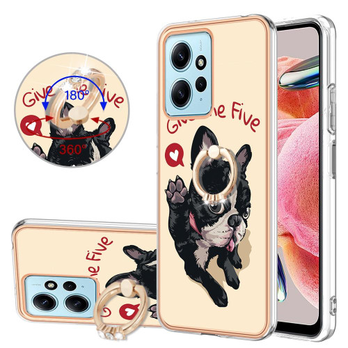 For Xiaomi Redmi Note 12 4G Electroplating Dual-side IMD Phone Case with Ring Holder(Lucky Dog) For Xiaomi Redmi Note 12 4G Electroplating Dual-side IMD Phone Case with Ring Holder(Lucky Dog)