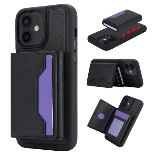 For iPhone 11 RFID Anti-theft Detachable Card Bag Leather Phone Case(Black)