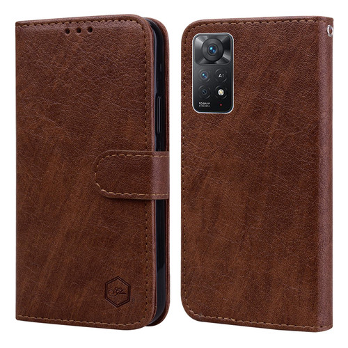 For Xiaomi Redmi Note 11 Pro 4G Global Skin Feeling Oil Leather Texture PU + TPU Phone Case(Brown)