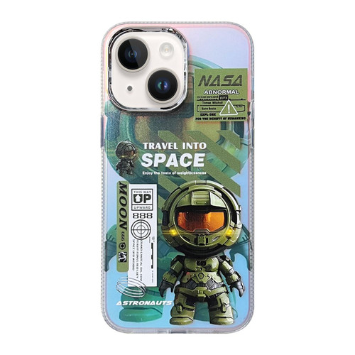 For iPhone 13 Fluorescent Laser Astronaut Phone Case(Army Green) For iPhone 13 Fluorescent Laser Astronaut Phone Case(Army Green)