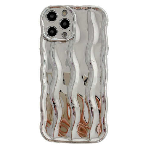 For iPhone 12 Pro Max Wave Texture Bright TPU Phone Case(Silver)