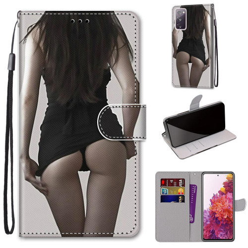For Samsung Galaxy S20 FE 5G Coloured Drawing Cross Texture Horizontal Flip PU Leather Case with Holder & Card Slots & Wallet & Lanyard(Miniskirt)