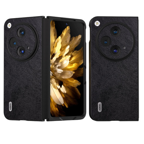 For OPPO Find N3 / OnePlus Open ABEEL Dual Color Lichi Texture PU Phone Case(Black)