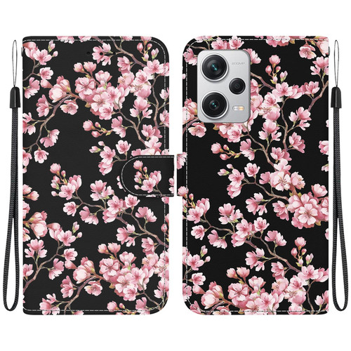 For Xiaomi Redmi Note 12 Pro+ Crystal Texture Colored Drawing Leather Phone Case(Plum Bossom)
