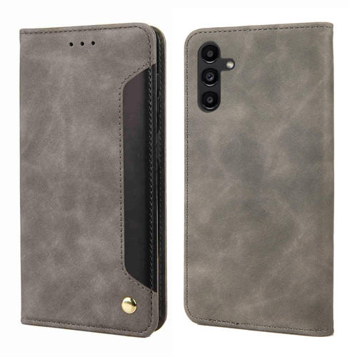 For Samsung Galaxy A05s Skin Feel Splicing Leather Phone Case(Grey) For Samsung Galaxy A05s Skin Feel Splicing Leather Phone Case(Grey)