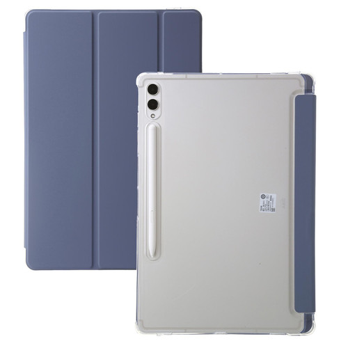 For Samsung Galaxy Tab S9 Ultra/S8 Ultra 3-Fold Clear Acrylic Leather Tablet Case(Lavender)
